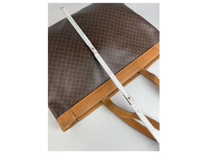 Céline Vintage Celine Paris Triomphe Monogramm Leder Tote Bag Braun - Ansicht 10