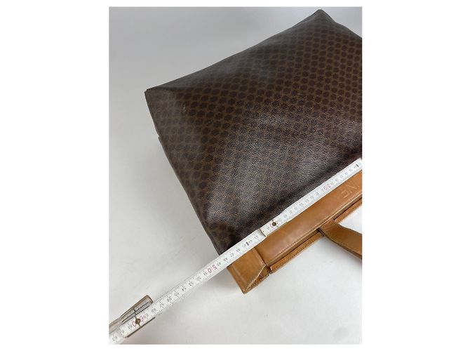 Céline Vintage Celine Paris Triomphe Monogramm Leder Tote Bag Braun - Ansicht 11