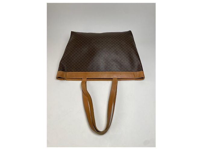 Céline Vintage Celine Paris Triomphe Monogramm Leder Tote Bag Braun - Ansicht 5