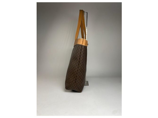 Céline Vintage Celine Paris Triomphe Monogramm Leder Tote Bag Braun - Ansicht 7