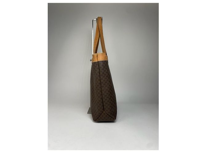 Céline Vintage Celine Paris Triomphe Monogramm Leder Tote Bag Braun - Ansicht 9
