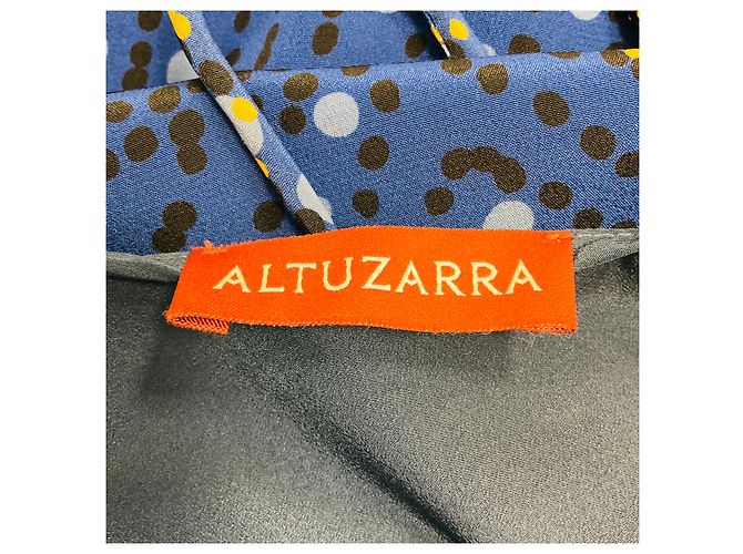 Vestido midi de seda impresa Altuzarra azul / amarillo / negro - vista 4