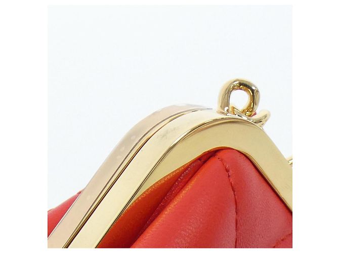 Timeless Clutch de Cadena de Piel de Cordero Chanel AP3123 Roja Dorado - vista 4