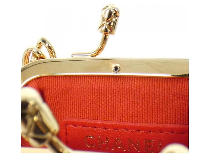 Timeless Clutch de Cadena de Piel de Cordero Chanel AP3123 Roja Dorado - vista 8