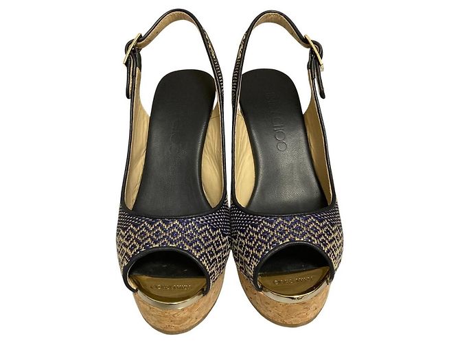 Escarpins à talons compensés ouverts Jimmy Choo Bleu Bleu Marine - vue 2