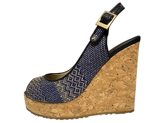 Escarpins à talons compensés ouverts Jimmy Choo Bleu Bleu Marine - vue 4