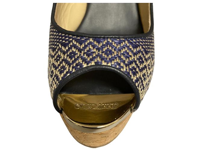 Escarpins à talons compensés ouverts Jimmy Choo Bleu Bleu Marine - vue 5