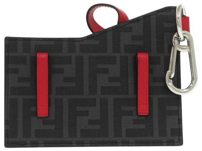 Fendi Leather Keyring Pocket Charm Belt Bag Brown Black Red - view 2