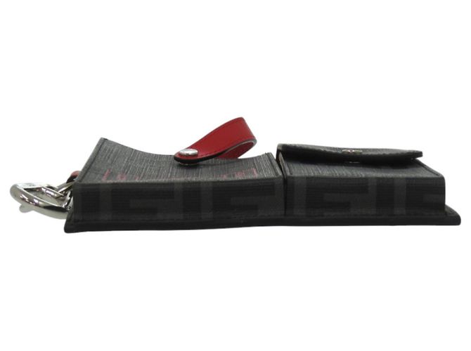 Fendi Leather Keyring Pocket Charm Belt Bag Brown Black Red - view 3
