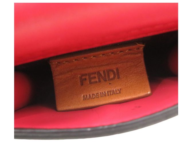 Fendi Leather Keyring Pocket Charm Belt Bag Brown Black Red - view 6