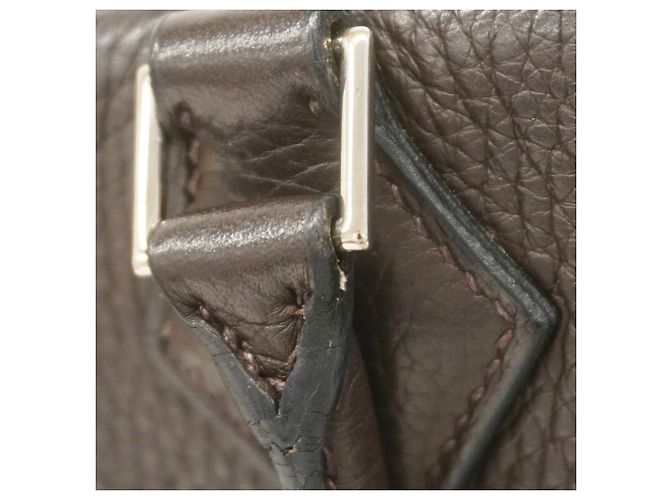Borsa Hermès Plume 32 Togo Ebano Damier ebene - vista 12