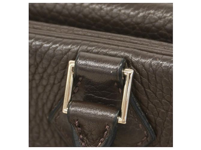 Borsa Hermès Plume 32 Togo Ebano Damier ebene - vista 15