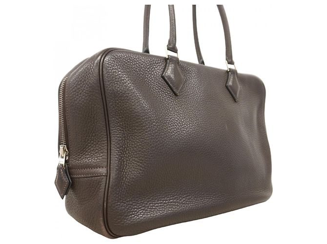 Borsa Hermès Plume 32 Togo Ebano Damier ebene - vista 2