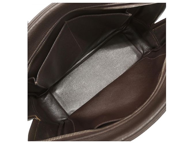 Borsa Hermès Plume 32 Togo Ebano Damier ebene - vista 4