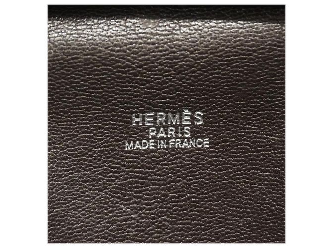 Borsa Hermès Plume 32 Togo Ebano Damier ebene - vista 5