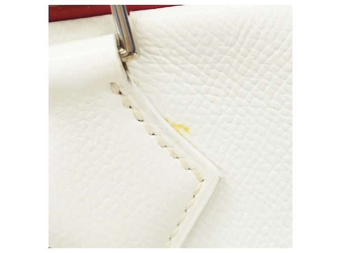 Hermès Plume 32 Handtasche Weiß Rot - Ansicht 11