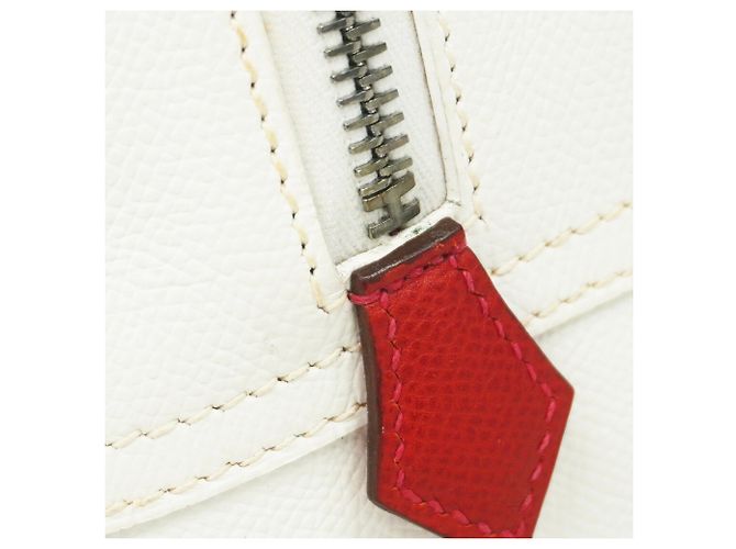 Hermès Plume 32 Handtasche Weiß Rot - Ansicht 13