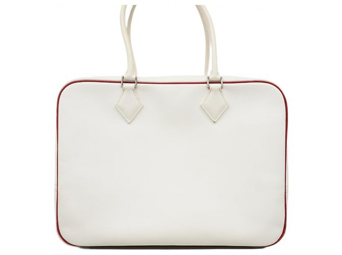 Hermès Plume 32 Handtasche Weiß Rot - Ansicht 17
