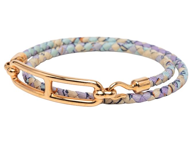 Bracciale Roulis Double Tour in Seta Viola Hermès Porpora - vista 2