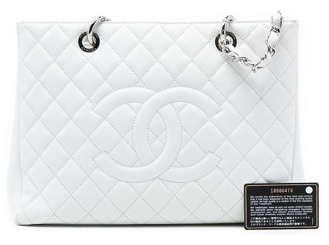 Bolso Grande de Compras en Caviar Blanco Chanel - vista 8