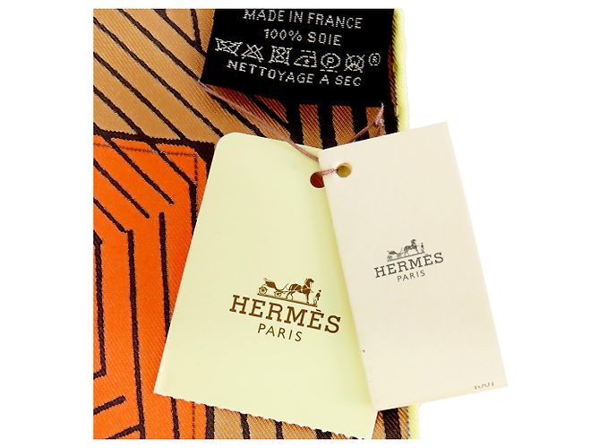 Bufanda de seda Hermès Naranja Jeu des Omnibus Remix 90 - vista 4