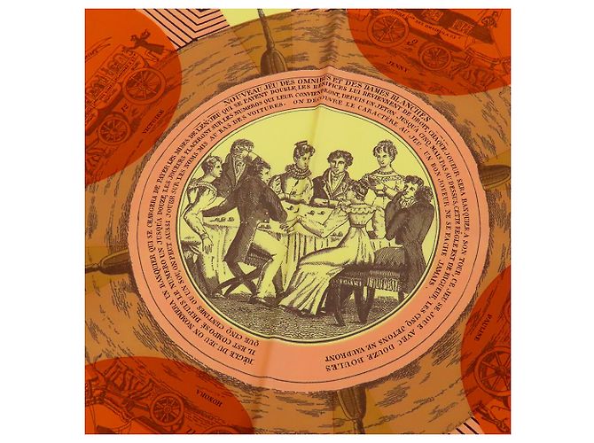 Bufanda de seda Hermès Naranja Jeu des Omnibus Remix 90 - vista 8