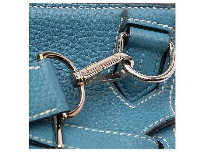 Hermès Jypsiere 28 in Pelle Clemence Blu - vista 11
