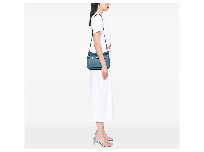 Hermès Jypsiere 28 in Pelle Clemence Blu - vista 12