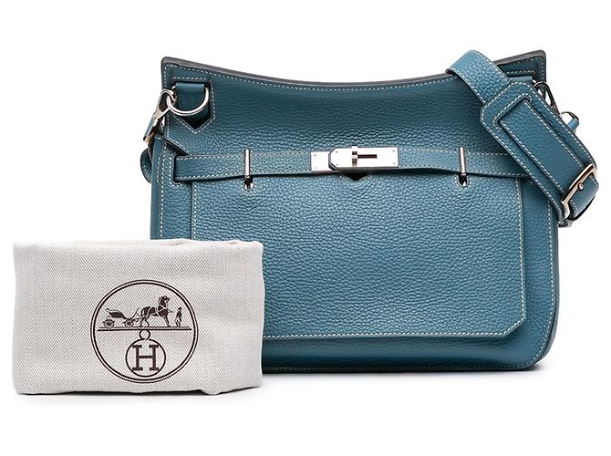 Hermès Jypsiere 28 in Pelle Clemence Blu - vista 13