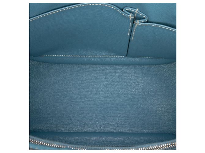 Hermès Jypsiere 28 in Pelle Clemence Blu - vista 4