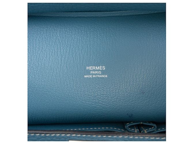 Hermès Jypsiere 28 in Pelle Clemence Blu - vista 5