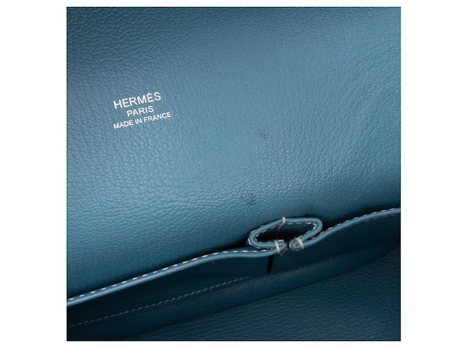 Hermès Jypsiere 28 in Pelle Clemence Blu - vista 6