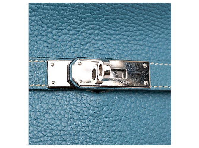 Hermès Jypsiere 28 in Pelle Clemence Blu - vista 7