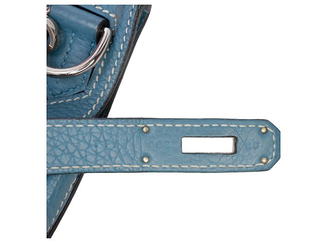 Hermès Jypsiere 28 in Pelle Clemence Blu - vista 8
