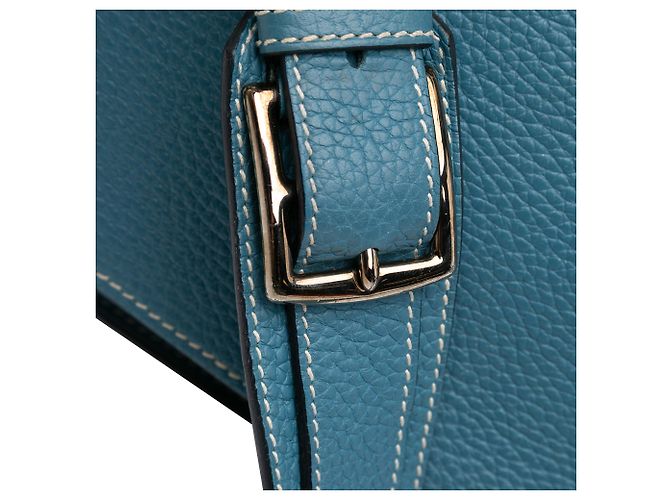 Hermès Jypsiere 28 in Pelle Clemence Blu - vista 9