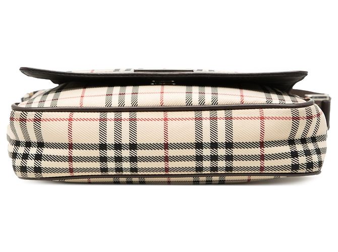 Borsa a tracolla in tela a quadri marrone Burberry Beige - vista 3