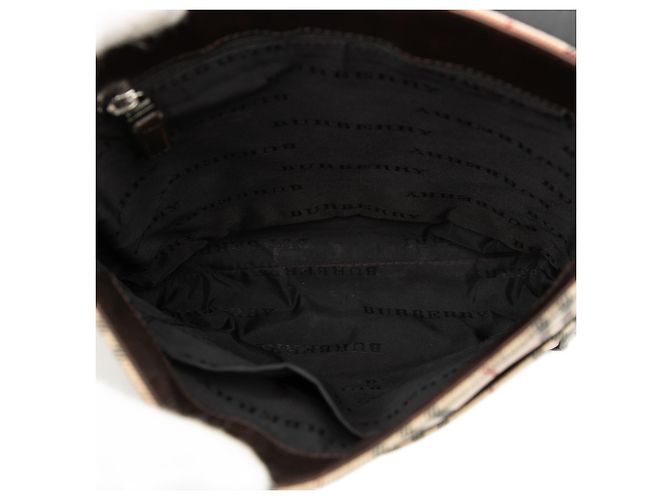 Borsa a tracolla in tela a quadri marrone Burberry Beige - vista 4