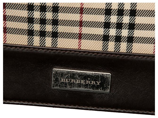 Borsa a tracolla in tela a quadri marrone Burberry Beige - vista 5