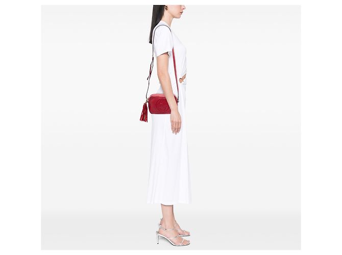 Borsa a tracolla Gucci in pelle rossa Soho Disco Rosso - vista 7