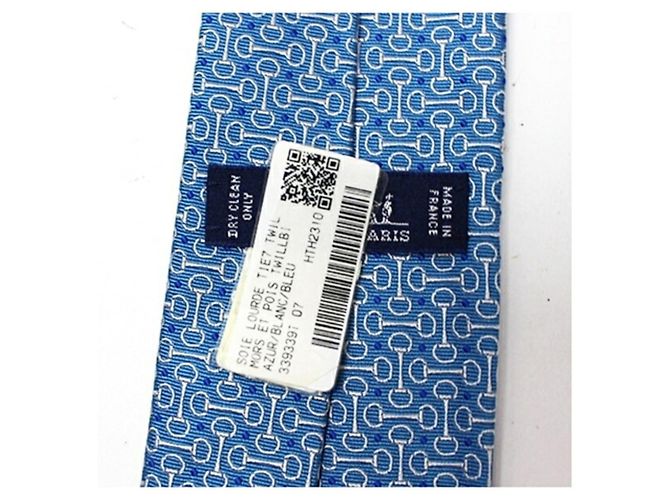 Hermès Silk Cleric Tie White Blue - view 5