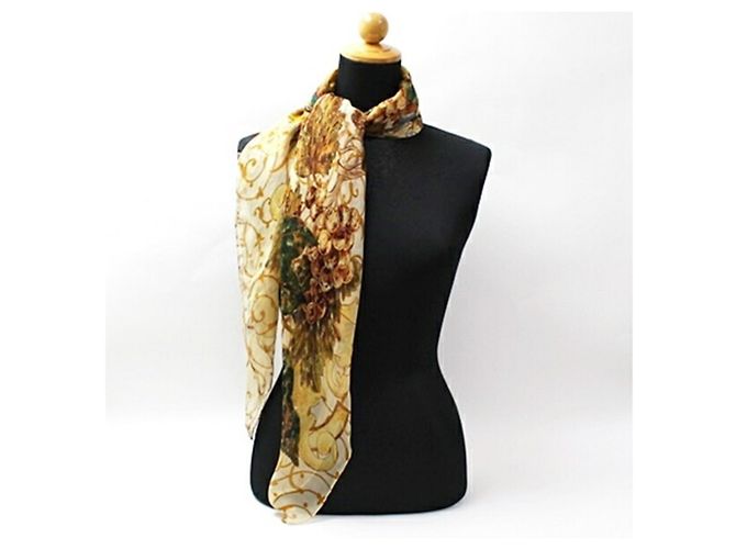 Bufanda de seda beige y amarilla de Chanel Amarillo - vista 4