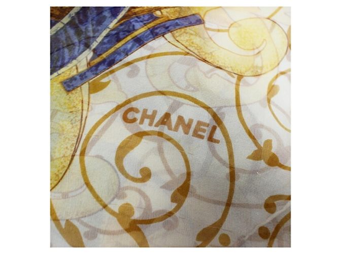 Bufanda de seda beige y amarilla de Chanel Amarillo - vista 6