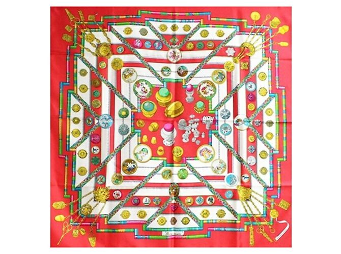 Bufanda de seda Hermès en rojo y blanco Roja - vista 2