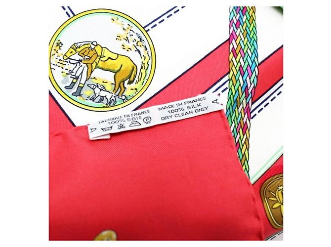 Bufanda de seda Hermès en rojo y blanco Roja - vista 5