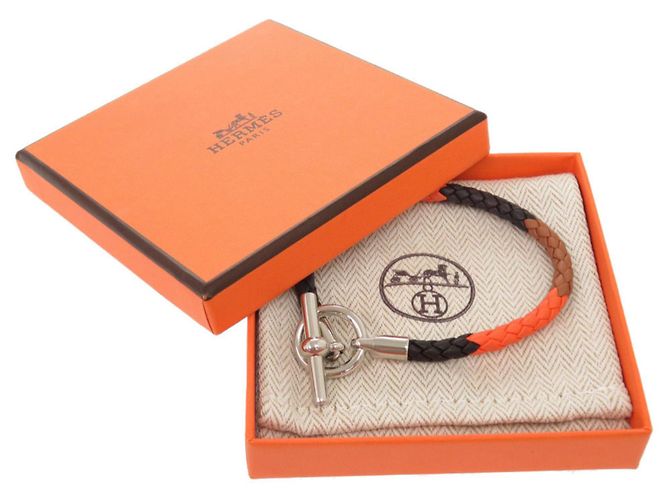 Hermès Grennan Lederarmband Braun Schwarz Orange - Ansicht 2