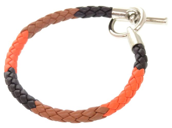 Hermès Grennan Lederarmband Braun Schwarz Orange - Ansicht 3