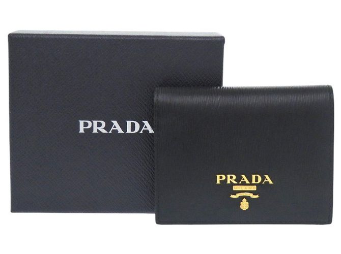 Prada Vitello Move Leder Bi-Fold Geldbörse Schwarz - Ansicht 2