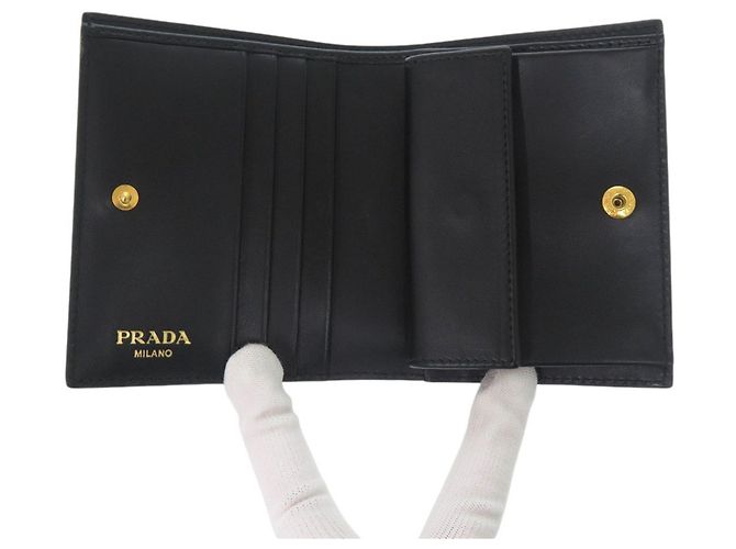 Prada Vitello Move Leder Bi-Fold Geldbörse Schwarz - Ansicht 4