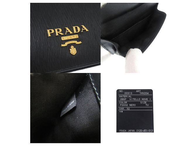 Prada Vitello Move Leder Bi-Fold Geldbörse Schwarz - Ansicht 7