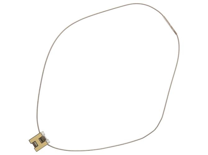 Collana Hermès Case d'Ache H Cube Metallo Argento Bianco Crudo - vista 7